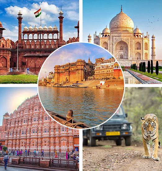 image combiné des monuments de Delhi, Jaipur et Agra